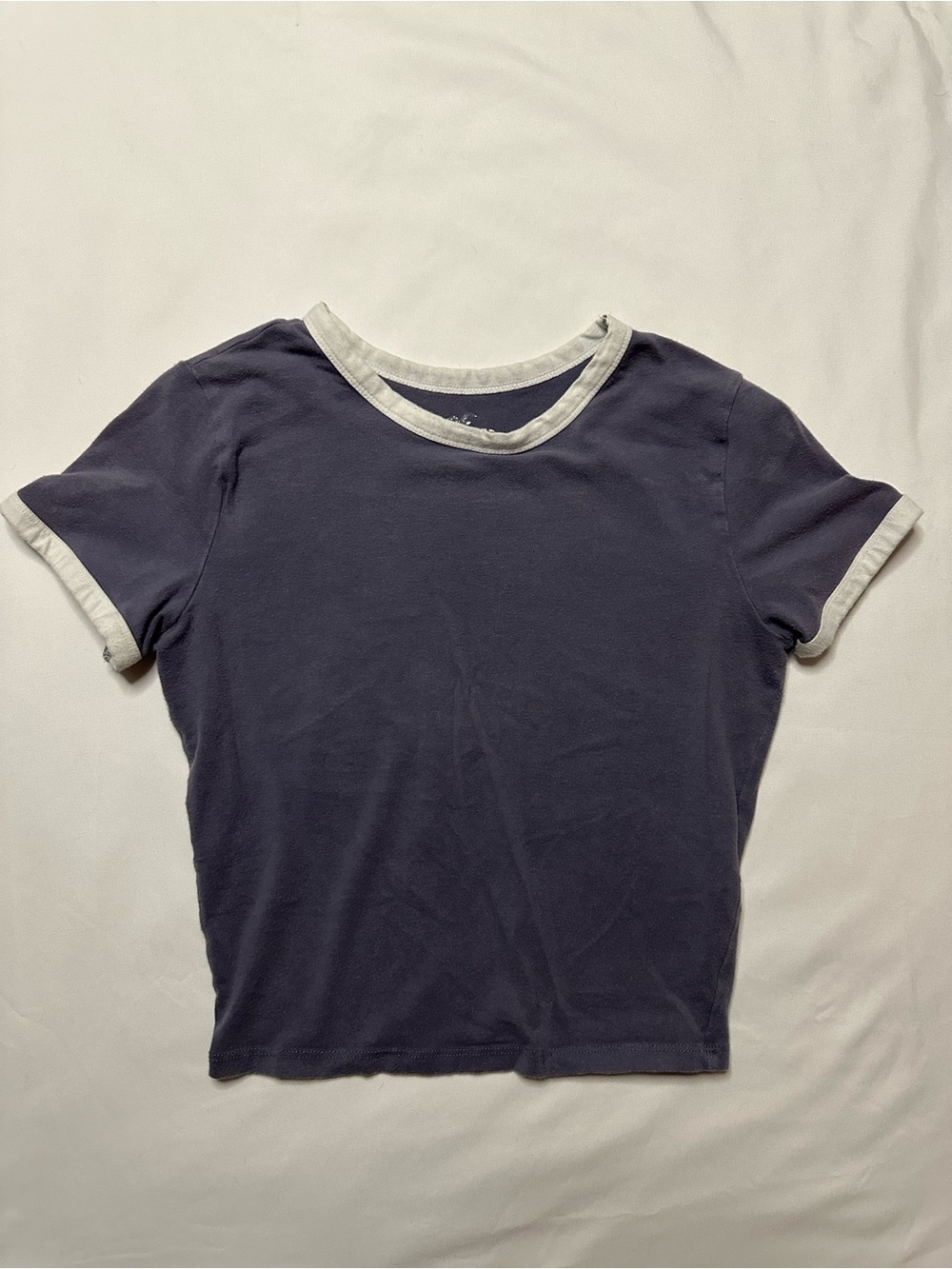 Hollister Blue Baby Tee with White Trim